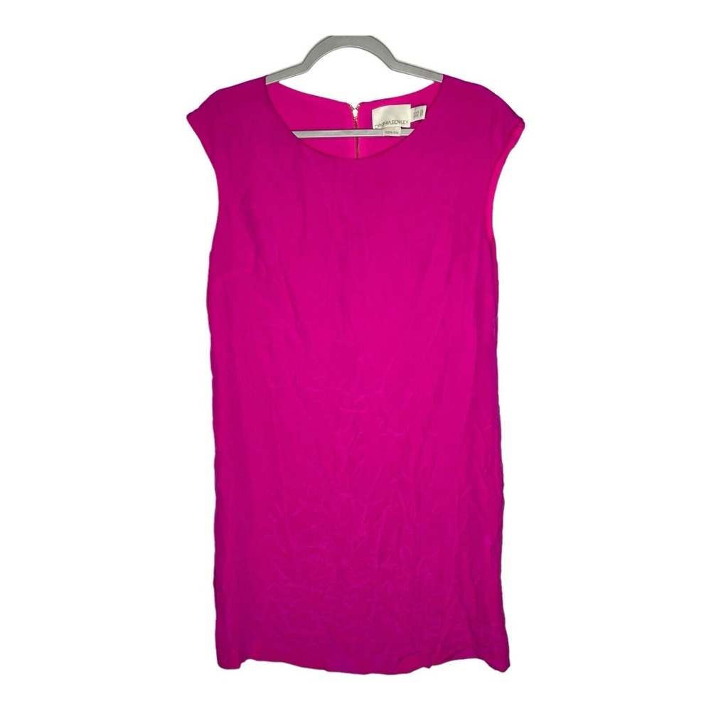 Cynthia Rowley 100% Silk Shift Dress Womens 12 Hot Pink Sleeveless Party Bright